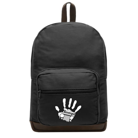 High Five Jeep Canvas Teardrop Backpack with Leather Bottom