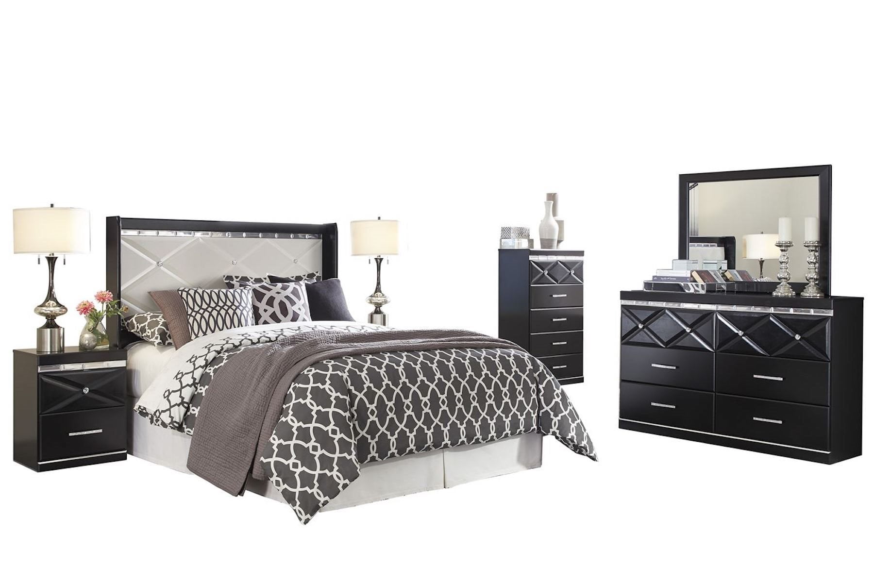 Ashley Furniture Fancee 6 PC Bedroom Set Queen Panel Headboard Dresser