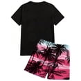 thumbnail image 5 of GrmtClth Mens Hawaii 2 Piece Outfits Summer Crew Neck Tee and Shorts Set Breathable Short Sleeve Outfit Comfy Elastic Drawstring Clothes Hot Pink L, 5 of 5