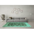 thumbnail image 3 of Ahgly Company Indoor Round Oriental Turquoise Blue Traditional Area Rugs, 7' Round, 3 of 4