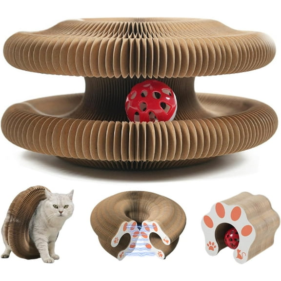 Magnetic Cardboard Twisty Paws Cat Toy,Expandable Tracks, Foldable Interactive Scratcher, for Indoor Not Take up Space