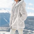 thumbnail image 3 of Gibobby Chamarra de invierno para mujer, Chaqueta de Forro Polar borroso de Invierno para Mujer con Capucha y Bloques de Color con Cremallera y Bolsillos(Blanco,M), 3 of 5