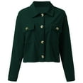 thumbnail image 6 of Fiaer Plus Size Casual Cropped Jackets Women Corduroy Button down Shirt Fashion Comfort Trendy Lapel Collared Tops Green M, 6 of 7
