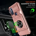 thumbnail image 3 of Dteck Card Holder Case for Motorola Moto G Pure/Moto G Power 2022,Shockproof Silicone + PC Case Ring Stand Heavy Duty Drop Protection Wallet Cover,Rosegold, 3 of 7