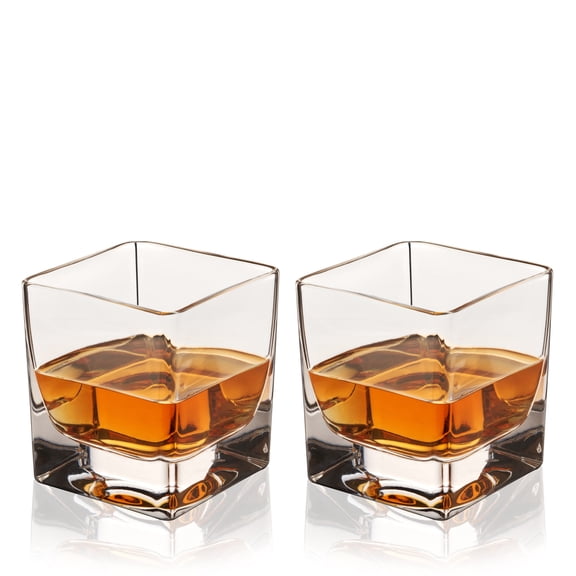 Viski Braque Rocks Glasses, Whiskey Drinkware Home Bar Gifts, 10oz Set of 2