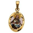 thumbnail image 2 of 14K Gold and Porcelain Sacred Heart Religious Medal Solid 14k Yellow Gold 2/3" X 1/2 inch (17.0mm X 13.5mm), 2 of 2