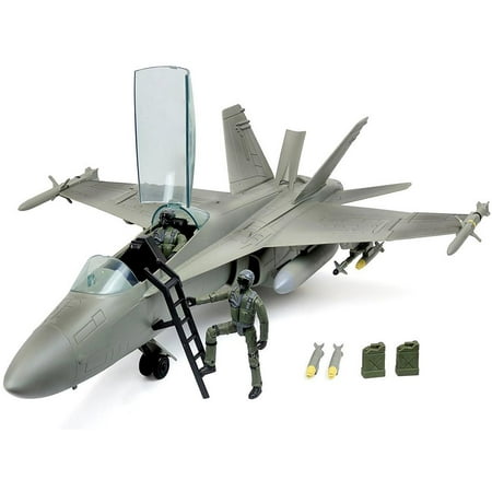 Click N��?Play Military Air Force F/A 18 Super Hornet Fighter Jet, 16 Piece Play Set With Accessories