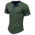 thumbnail image 4 of FRSASU Men's Henley Shirts Cotton Short Sleeve Casual T-Shirt Button Henley Basic Tee Lightweight Summer Top Army Green, 4 of 7