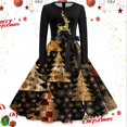 thumbnail image 3 of SNKSDGM Nouvelle Tendance Mes Articles Femmes Mode Vintage Manches Longues Col Rond Noël Ménagère Soirée Fête Bal Fête Plage Robe, 3 of 3