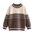 thumbnail image 2 of SGFCWSX Boys Sweater Crew Neck Fair Isle Pattern Knit Winter Warm Soft Long Sleeve Casual Everyday School Pullover Khaki Size 4T, 2 of 9