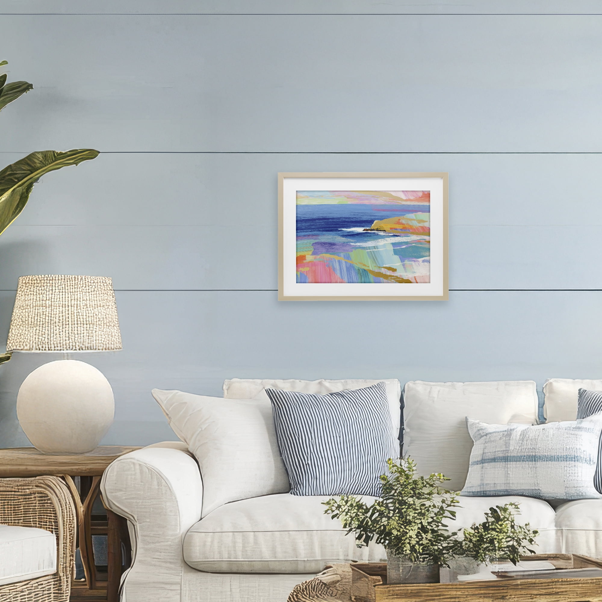 Stupell Industries Hawaii Coastline Abstraction Birch Framed Print Under Glass, design by Chromatic Storm Studio