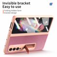 thumbnail image 3 of ELEHOLD for Samsung Galaxy Z Fold 3 Rugged Case, Hard PC＋Soft TPU Screen Protector Invisible Kickstand Hidden Bracket Anti-Scratch Shookproof Folding Case for ZFold 3 2021 7.6 inch, Pink, 3 of 6