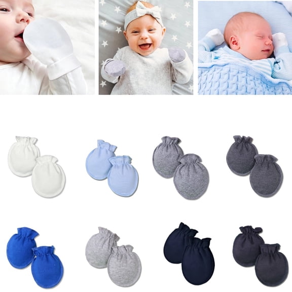 Baby Mittens No Scratch Newborn Cotton Breathable Gloves Warm Baby Mitts for Boys Kids(Elegant Colors,16 Pcs)