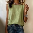thumbnail image 2 of Cotton Linen Tank Tops for Women Side Button Loose Fit Tank Causal Sleeveless Summer Shirts Crew Neck Gauze Tee, XL, 2 of 5