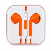 1 Pack 3.5mm Wired Earbuds with Microphone and Storage Case, Stereo In-Ear Headphones, PDQ Fish Bowl Display, Orange