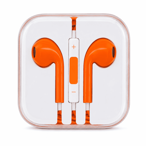 1 Pack 3.5mm Wired Earbuds with Microphone and Storage Case, Stereo In-Ear Headphones, PDQ Fish Bowl Display, Orange