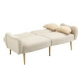 thumbnail image 6 of Convertible Loveseat Sofa, Mid Century Velvet Futon Sofa Bed with Metal Legs & Adjustable Back, Modern Accent Sofa Sleeper with 2 Bolster Pillows for Living Room Apartment Office, Beige, 6 of 7