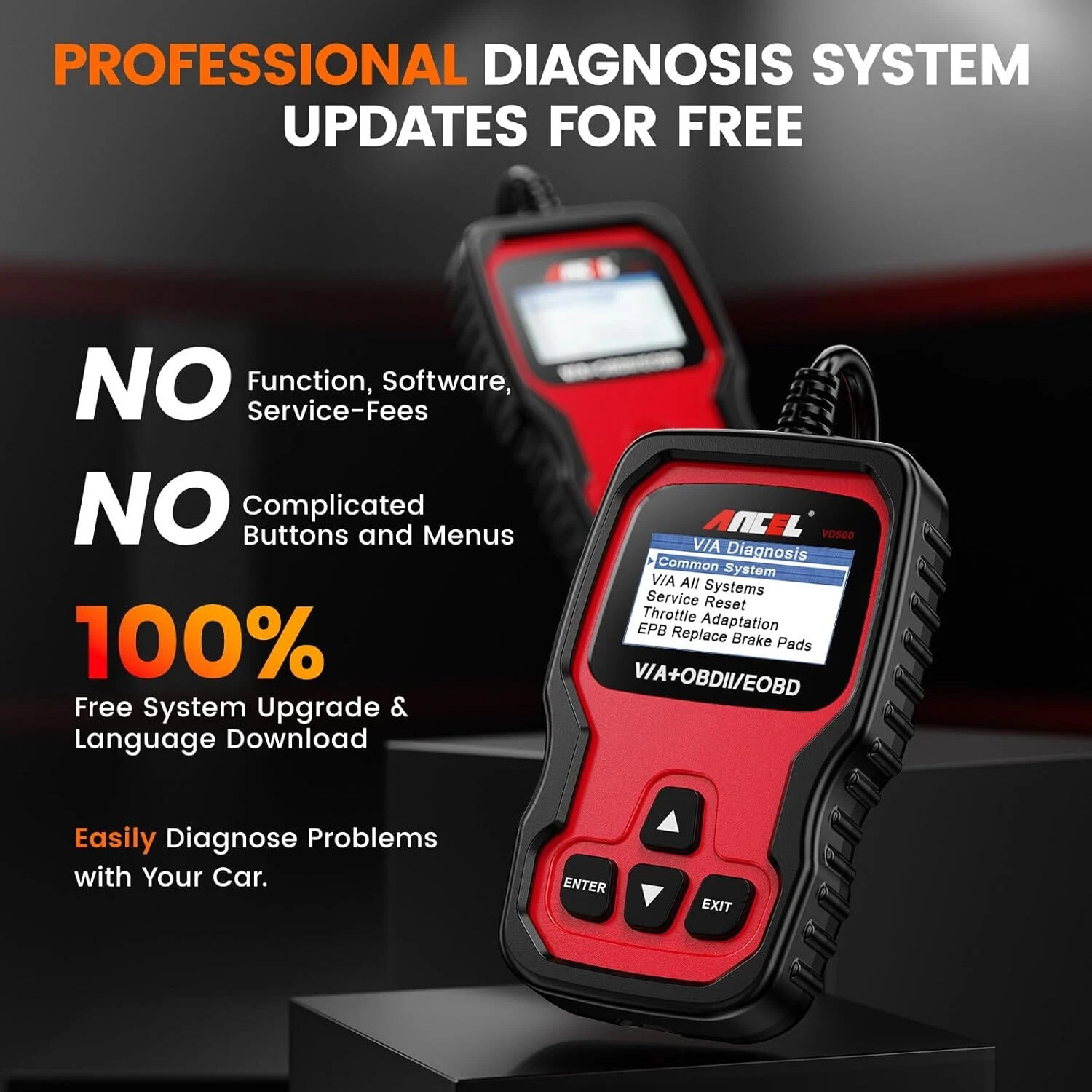 Ancel VD500 OBD2 Scanner Code Reader All System ABS SRS EPB IMMO Automotive Diagnostic Tools