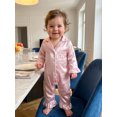 thumbnail image 4 of RUINIXCW Infant Girl Romper Pajamas Lapel V Neck Long Sleeve Ruffle Cuffs Loungewear, 4 of 6