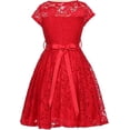thumbnail image 3 of Big Girls' Illusion Lace Top Stone Belt Flowers Girls Dresses Red 12 (J19KS88), 3 of 3
