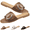 Brown, variant on Sandals for Women Square Toe Non-Slip Flat Sandals with Metal Buckle Slide Slippers Open Toe Flats Sandals for Casual&Dress