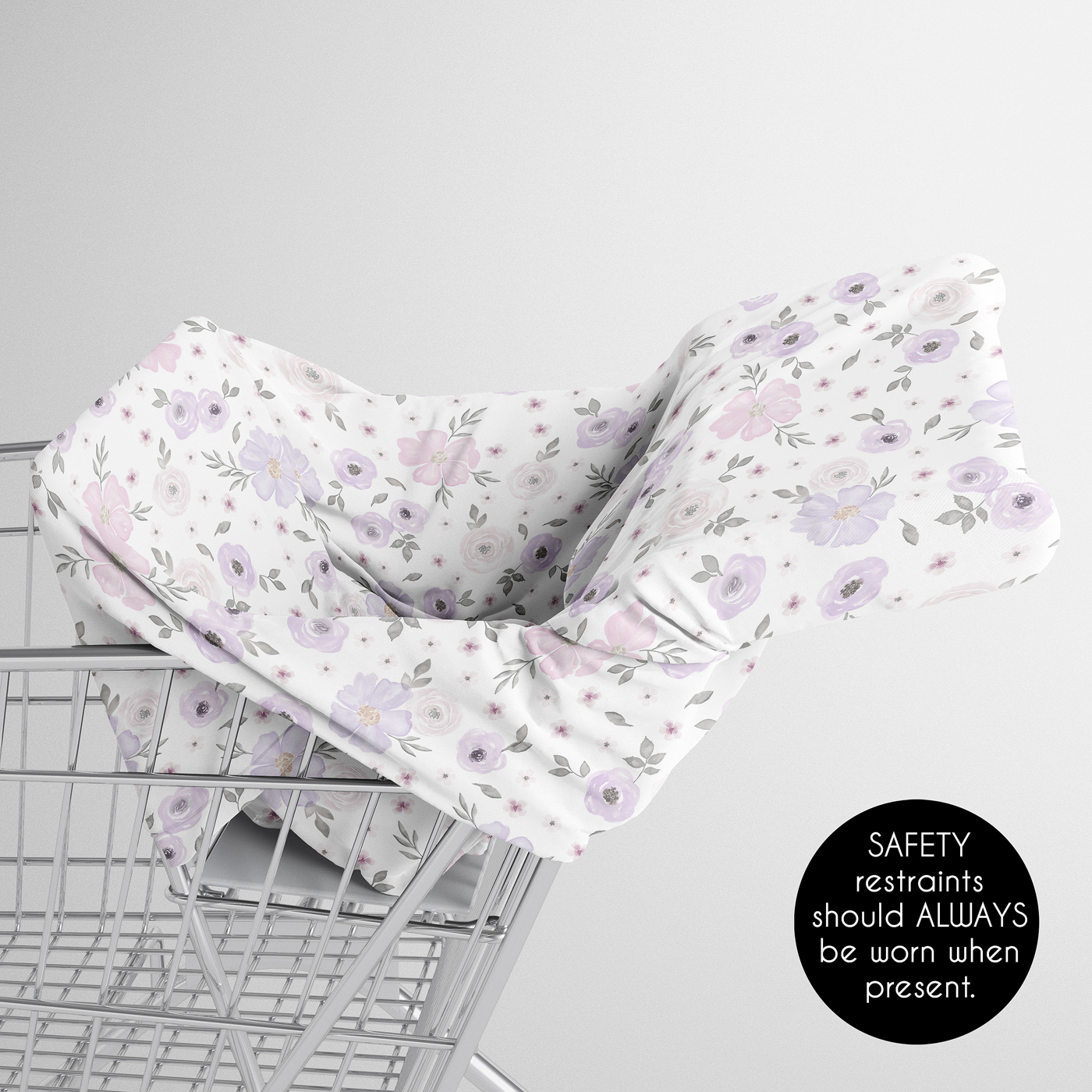 Sweet Jojo Designs Watercolor Floral Purple Grey and Pink Multi Use Baby Car Seat and Nursing Cover