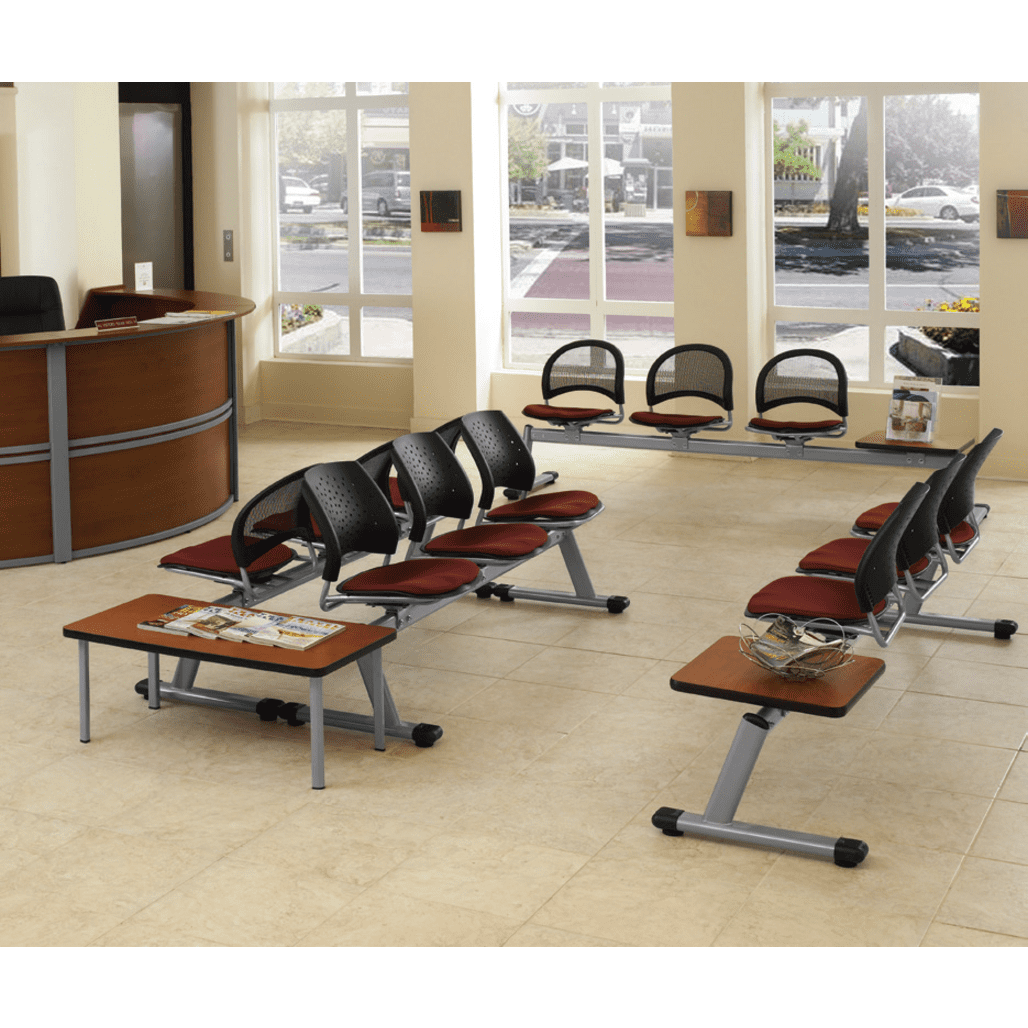 OFM Stars Series Model 323T 3-Unit Beam Seating with 2 Fabric Seats & 1 Table, Shamrock Green with Gray