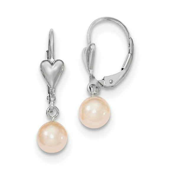 Primal Silver Sterling Silver Rhodium-plated 6-7mm Pink Freshwater Cultured Pearl Leverback Earrings