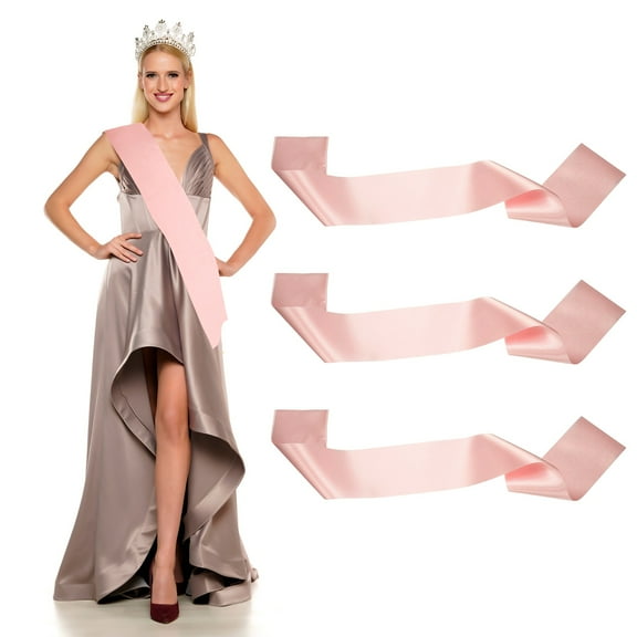 Uxcell Satin Sash, Blank Sash, Pageant Ribbon for Beauty Pageant Party Wedding DIY Decorations 3 Pack & Rose Gold