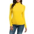 thumbnail image 1 of MPWEGNP Hauts d'Automne pour Femmes 2024 Femmes Décontracté Manches Longues Col Montant Blouse Ajustée Extensible T-Shirts Jaune G, 1 of 7