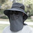 thumbnail image 4 of Guardurnaity Chinlon Sun Hat Color sólido Unisex Desmontable Secado rápido Ajustable Adulto Impermeable Equitación Pesca Cap Headgear Sombreros Gris oscuro Tipo 1, 4 of 6