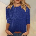 thumbnail image 2 of AherBiu 3/4 Sleeve Tops for Women Sequin Tops Party Shirts Crewneck Pullover Tops Blouse Tshirt, 2 of 6