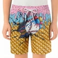 thumbnail image 2 of IWRICH Ice Cream Shorts for Kids Loose Fit Elastic Waist Summer Beach Shorts Straight Wide Leg Drawstring Pool Fashion Clothes,Size 2-14 Years 04-Yellow 160, 2 of 4