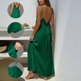 thumbnail image 3 of Zpzdpjkx Women's Lace Trims Backless Spaghetti Strap Maxi Dress Boho Flowy Beach Cover-Up Dress for Summer Vacation Green 2XL, 3 of 7