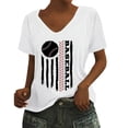 thumbnail image 1 of T-Shirt à Manches Courtes pour Femmes Liquidation T-Shirt en Chiffon pour Femmes Baseball T-Shirt à Manches Courtes avec Imprimé Lettre Baseball Col en V, 1 of 4