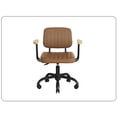 thumbnail image 1 of Silla de oficina en casa, silla de trabajo giratoria de piel sintética con respaldo bajo y reposabrazos, silla de escritorio con ruedas de altura ajustable para niños, adolescentes y adultos, 1 of 2