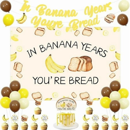 Banana Theme Party Decorations In Banana Years You’re Bread Backdrop Banner Banana Cake Toppers Tropical Fruit Birthday Retirement Funny Fruit Theme Supplies for Wedding Bachelorette Bash