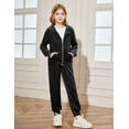thumbnail image 6 of Arshiner Girls 2 Piece Velour Sweatsuits Zipper Hoodies Sports Trousers Long Sleeve Coat and Pant Set, 6 of 8