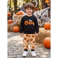 thumbnail image 5 of RUINIXCW Toddler Baby Boy Girl Halloween Outfit Infant Baby Boy Girl Fall Winter Clothes Pumpkin Bat Embroidery Long Sleeve Sweatshirt with Pants Set, 5 of 8