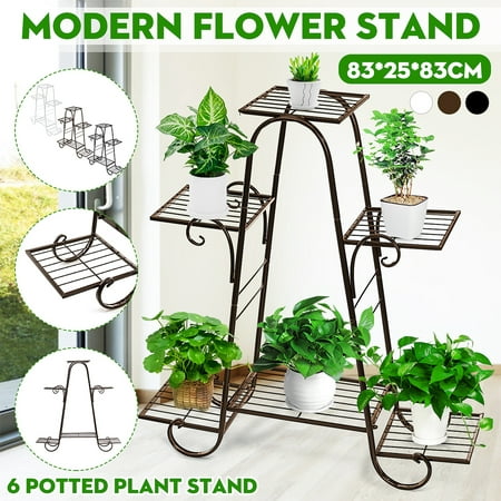 4 Tier/6 Tier Stainless Steel Flower Planter Plant Stand Garden Display Holder Shelf Rack for Home Room Ornaments Indoor Outdoor Patio