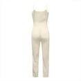 thumbnail image 4 of ZQUUVOU Women's Ribbed Jumpsuits One Piece Spaghetti Straps Square Neck Bodycon Seamless Casual Workout Yoga Romper Playsuit White, 4 of 6