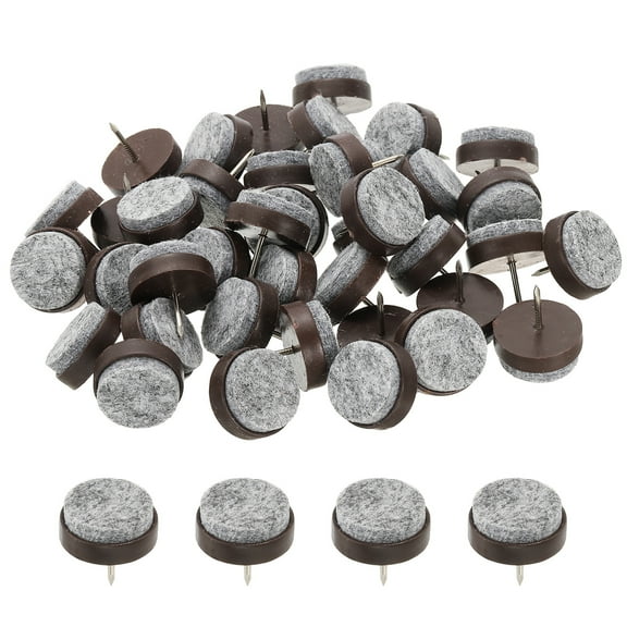 Uxcell 24 mm Nail-on Felt Pads, Round Felt Furniture Sliders for Protection Brown 40 Pcs