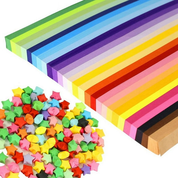 1350 Sheets Star Paper Strips 27 Assortment Color Lucky Wish Double Sided Stars for Children and Adults