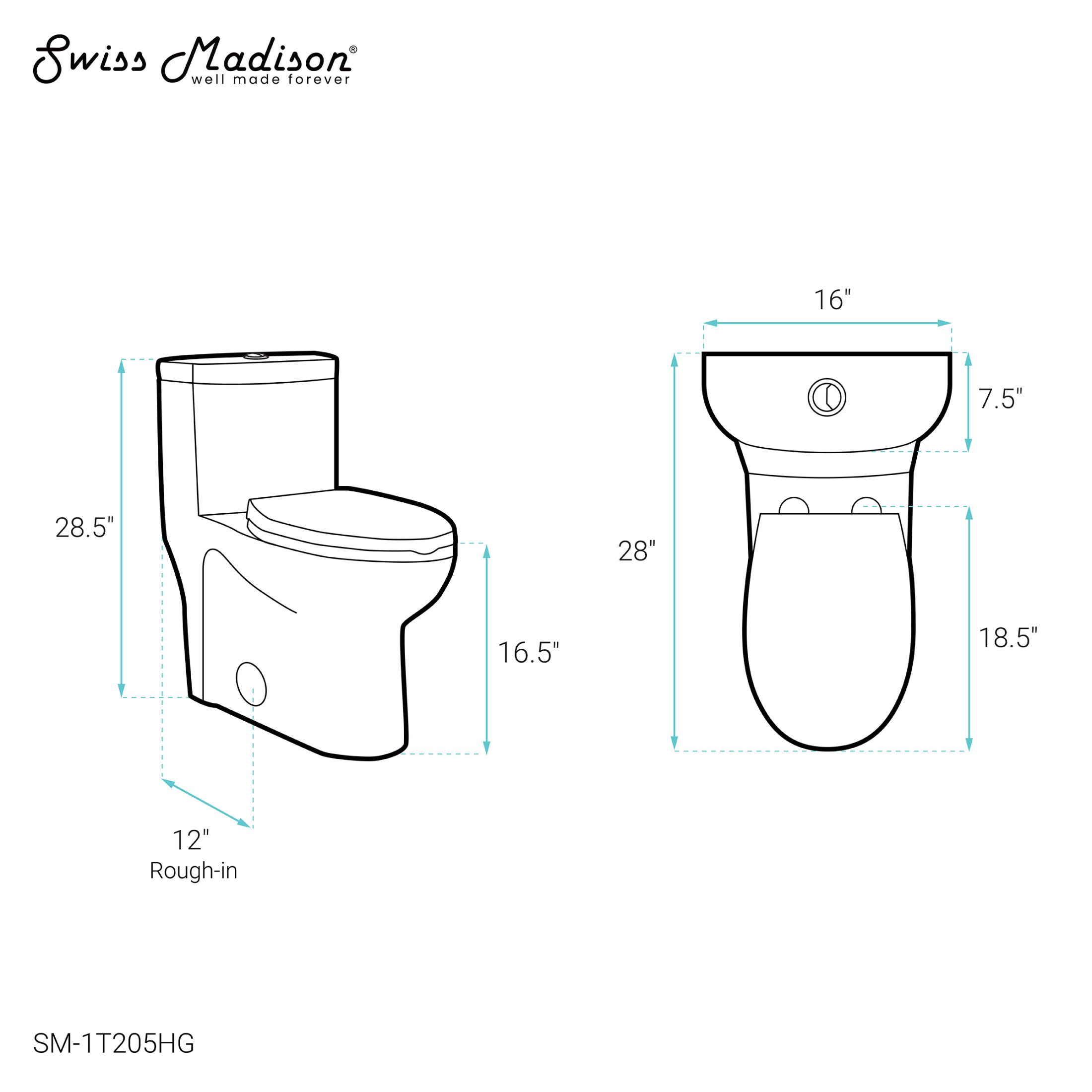 Sublime One Piece Elongated Toilet Dual Flush, Brushed Gold Hardware 1.1/1.6 gpf