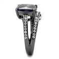 thumbnail image 3 of Womens Black Ring Anillo Para Mujer Stainless Steel Ring with AAA Grade CZ in Amethyst Adria, 3 of 4