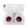 thumbnail image 2 of Baby Girls Bow Headband & Flower Sunglasses Set Elastic Baby Hairband Cute Round Daisy Glasses Bow Hair Accessories, 2 of 7