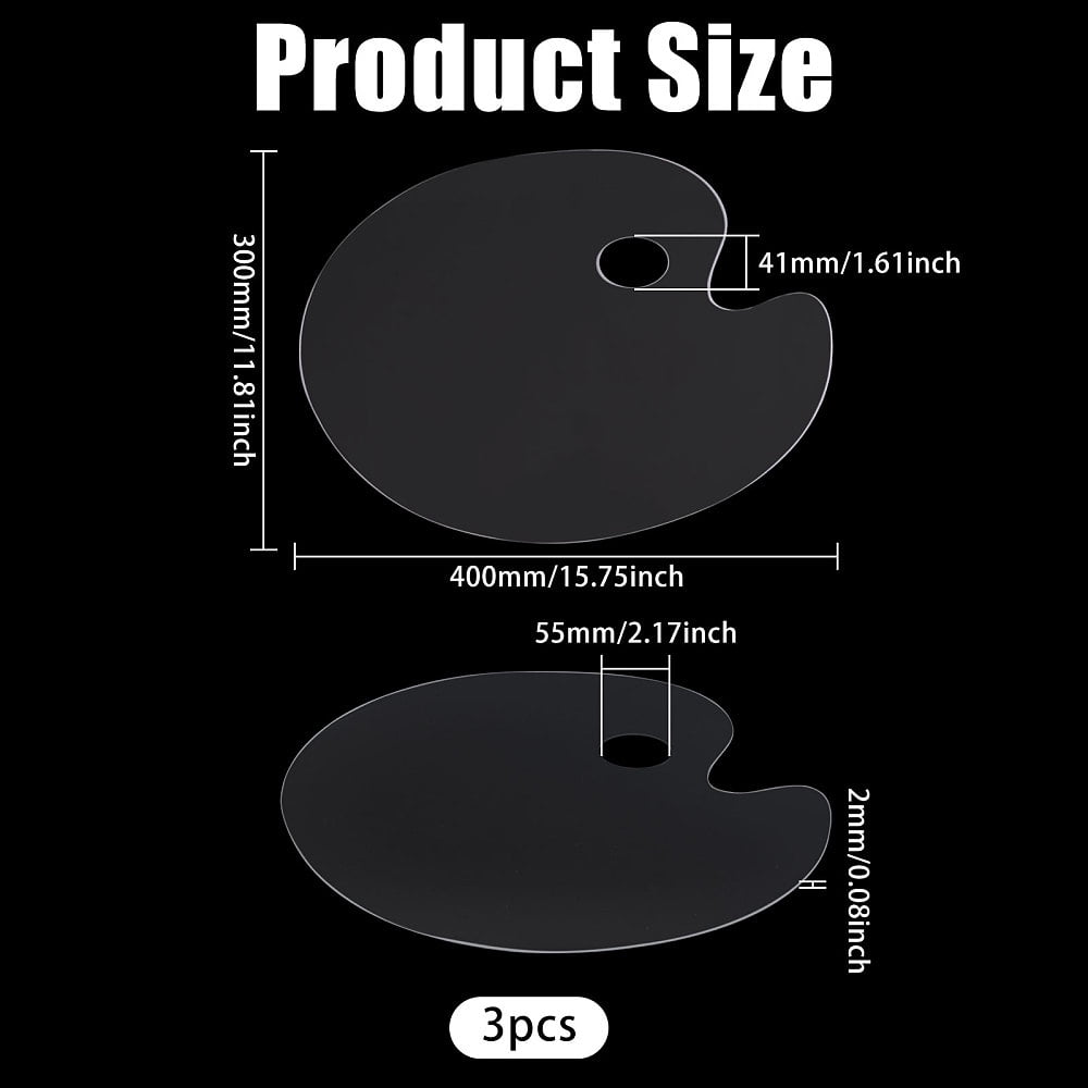 Plastic Watercolor Oil Palette Oval Clear 300x400x2mm Hole: 55x41mm