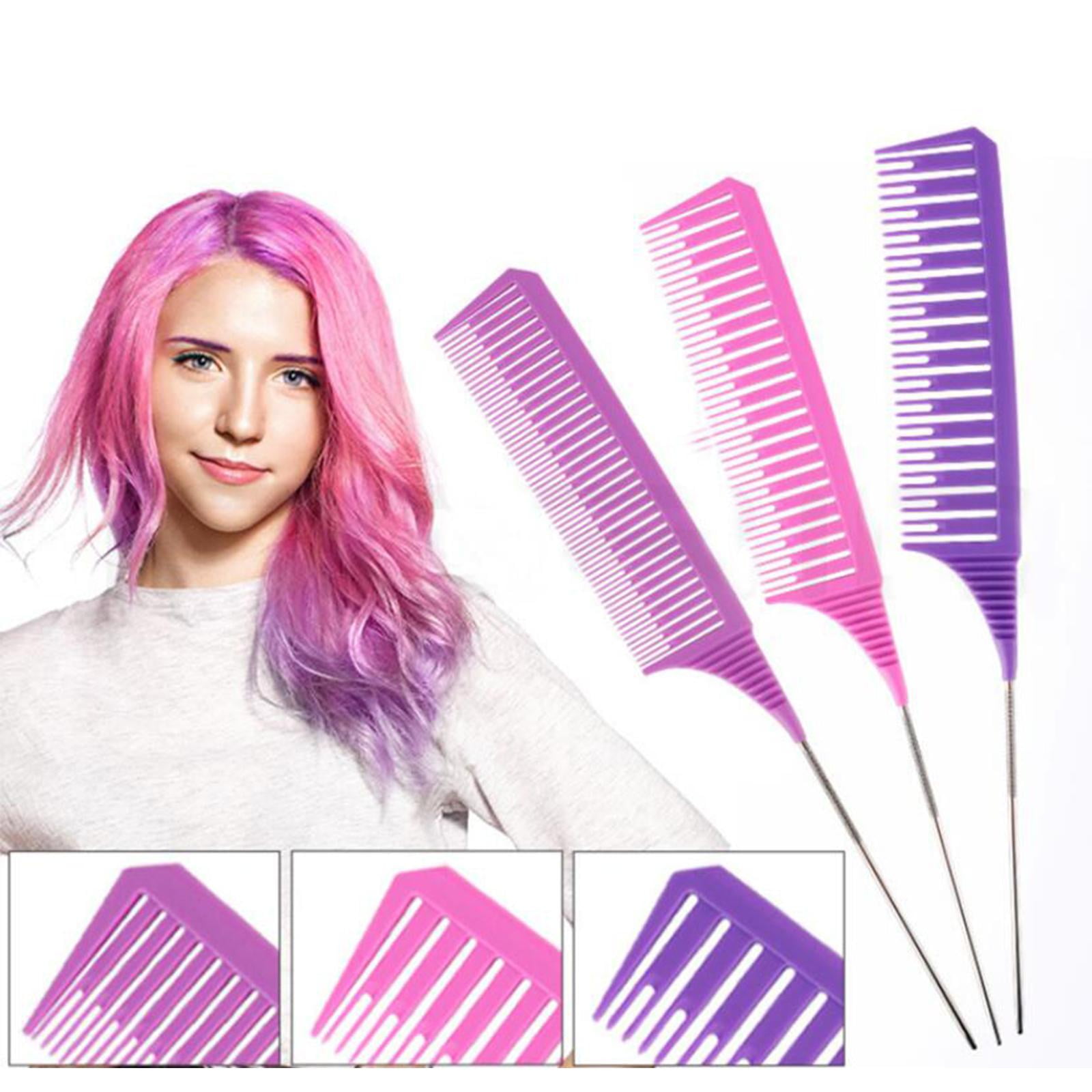 3 Pieces Pick Dyeing Pointed Tail Combs, Teasing Fine Hair Cutting