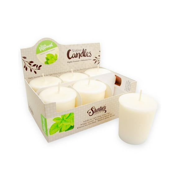 Fresh Peppermint Soy Votive Candles - Scented with Natural Fragrance Oils - 6 White Natural Votive Candle Refills - Christmas & Holiday Collection