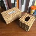 thumbnail image 4 of Water Hyacinth Weave Tissue Cover Country Style Desktop Drawer Organizer Handmade Decorative Storage, 4 of 5